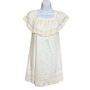 Dex Womens Dress Size M White Crochet Lace Lined Off Shoulder Beachy